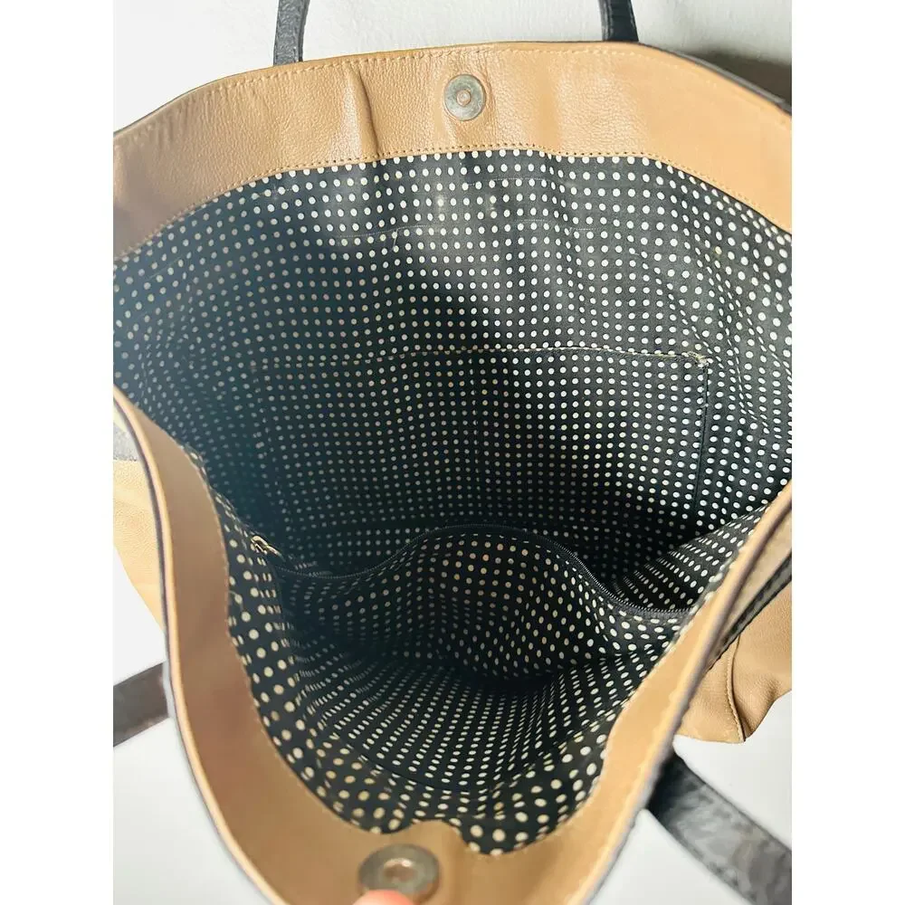 KATE SPADE Beige Tan Black Top Handle Tote Bow Detail Shoulder Bag
